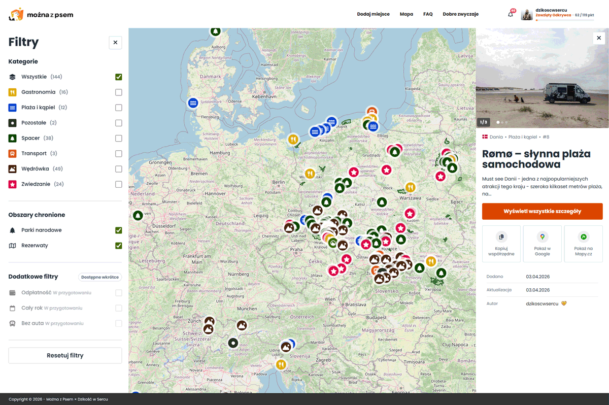 można z psem - mapa miejsc przyjaznych psom na wyjazd z psem